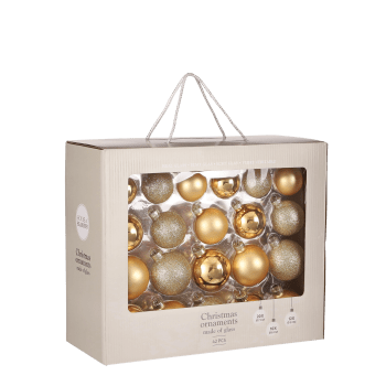 Glass baubles - Bolas de navidad de vidrio dorado - lote de 42