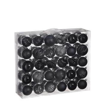Boules de noël en plastique noir - 60 pièces