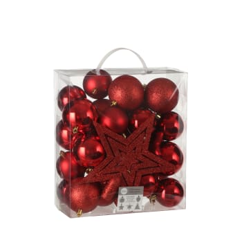 Bolas de navidad de plástico rojo - juego de 40