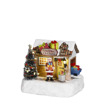 Mini-décoration de village de Noël scène d'église à piles For Living, 8 po