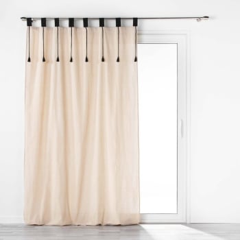 Gardinenbox 2019037 Cationic « JENA » Rideau à Passants cachés, Opaque, Aspect Lin chiné, avec embrasses, argenté, 250 x 140 cm H x l