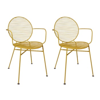 Madison - Lot de 2 fauteuils de table d'extérieur en métal jaune