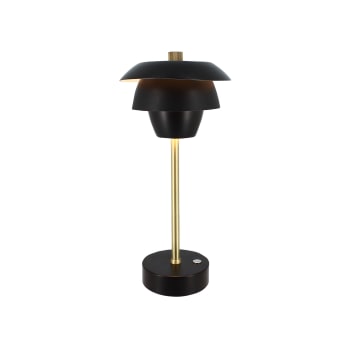 Moxy - Lampe à poser rechargeable en métal noir et doré
