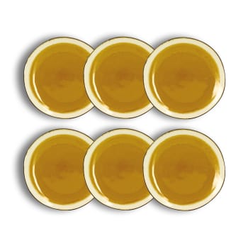 Balata - Lot de 6 assiettes à dessert en grès jaune 20,5cm