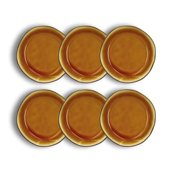 Balata - Lot de 6 assiettes coupes en grès jaune 16cm