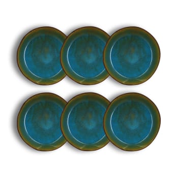 Motala - Lot de 6 assiettes coupes en grès bleu 16cm
