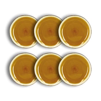 Balata - Lot de 6 assiettes plates en grès jaune 27,5cm