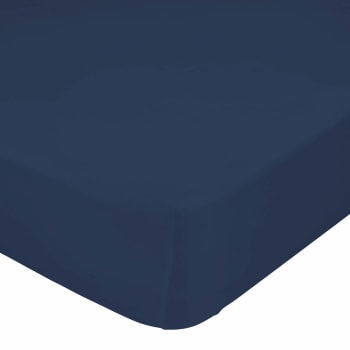 Basic - Bajera 100% algodón azul marino 90x200x32 cm (cama 90)