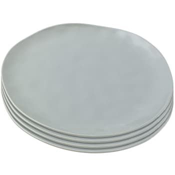 Organic - Assiette plate en céramique sauge D26 - Lot de 4