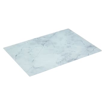 Planche à découper en verre trempé motif marbre blanc