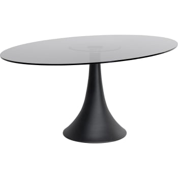 Grande possibilita - Table à manger 8 personnes en verre fumé et aluminium noir L180