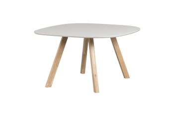 Tablo - Table 130x130 en frêne avec pied carré blanc cassé