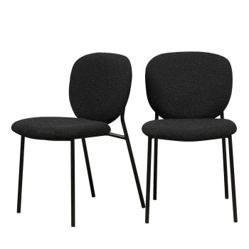 Dalby - Lot de 2 chaises en tissu bouclette et métal noir