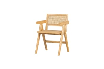 Gunn - Chaise en rotin et bois beige