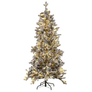 Tatlow - Sapin de Noël LED effet neige 180 cm blanc