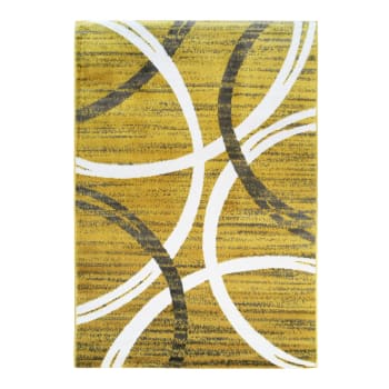Undergood - Tapis effet laineux motifs arches jaune et gris 160x230