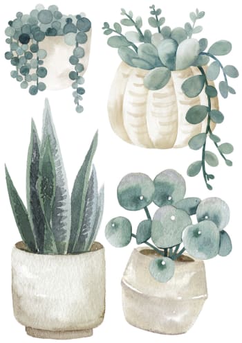 EUCALYPTUS - Stickers Greenery plantes et pots (29,7 x 42 cm)
