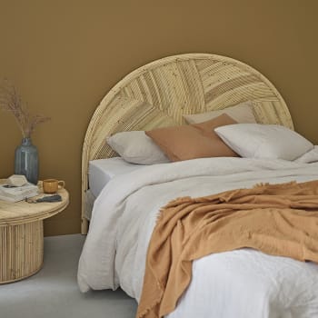 Tête De Lit En Rotin Foncé Samoa 160 Cm - Style Organique Et Vintage - Livrée Déjà Montée - Décoration Chambre