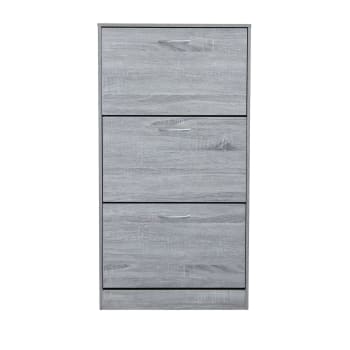 Scarpiera in metallo a 3 ripiani con ripiani in legno, 79 cm