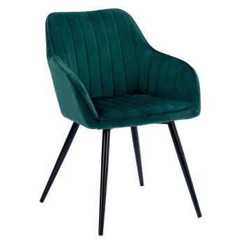 Bertille - Chaise style vintage en velours verte