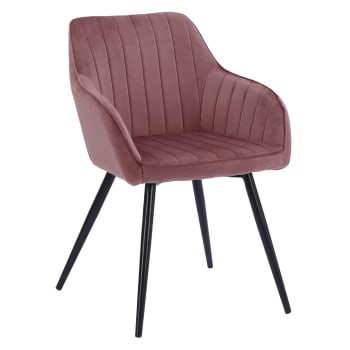 Bertille - Stuhl im Vintage-Stil aus rosa Samt