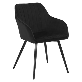 Bertille - Stuhl im Vintage-Stil aus schwarzem Samt