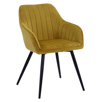 Bertille - Stuhl im Vintage-Stil aus senffarbenem Samt
