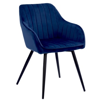 Bertille - Stuhl im Vintage-Stil aus blauem Samt