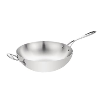 Wok à Fond Plat Vogue K296 Acier Souple 32,4 Cm - Idéal Cuisson Saine Et Rapide