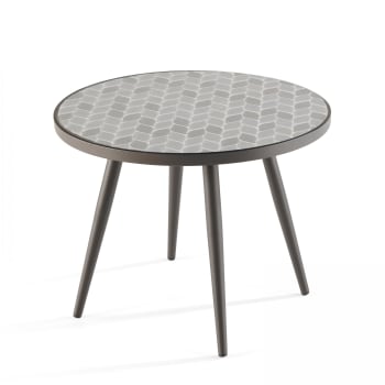 Tivoli - Table basse ronde de jardin en acier noir plateau en céramique