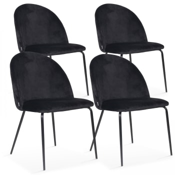 Chester - Lot de 4 chaises en velours noir