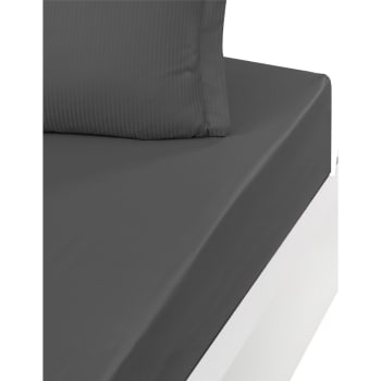 Versaluxe - Drap housse satin de coton bonnet 40 cm Anthracite 160x200 cm