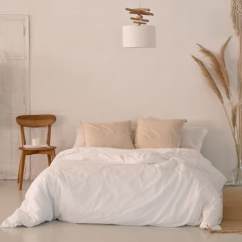 Basic - Funda nórdica 100% algodón blanco 155x220 cm (cama 80/90)