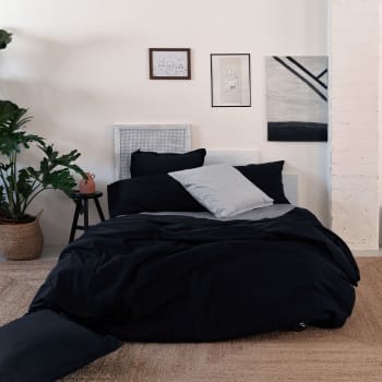 Basic - Funda nórdica 100% algodón negro 155x220 cm (cama 80/90)