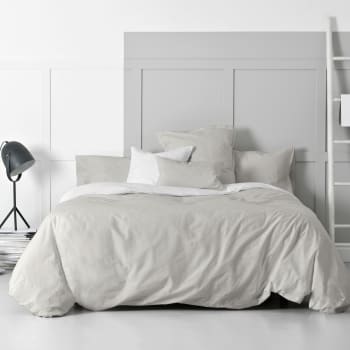 Basic - Funda nórdica 100% algodón gris 140x200 cm (cama 80)
