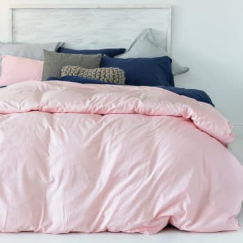 Basic - Funda nórdica 100% algodón rosa palo 220x220 cm (cama 135/140)