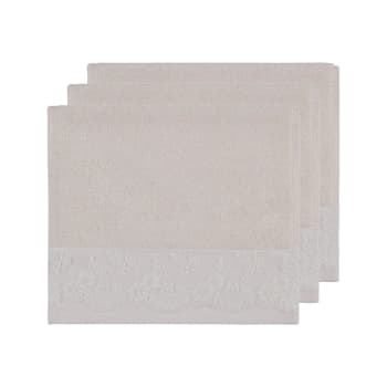 Yasmeen - Lot de 3 serviettes invité Blanc Cassé 30x50 cm