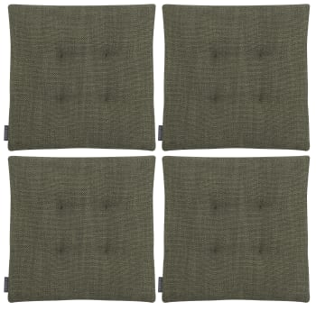 Austin - Galettes de chaises carrées vert bi-matière-Lot de 4-42x42cm