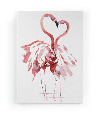 FLAMINGO LOVE - Peinture sur toile 60x40 imprimé HD amour Flamant Rose
