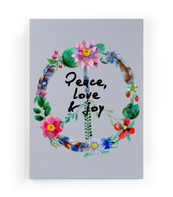 PEACE LOVE AND LOVE - Peinture sur toile 60x40 imprimé HD paix amour et amour
