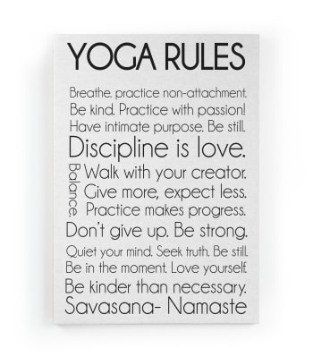 YOGA RULES - Peinture sur toile 60x40 imprimé HD règles yoga