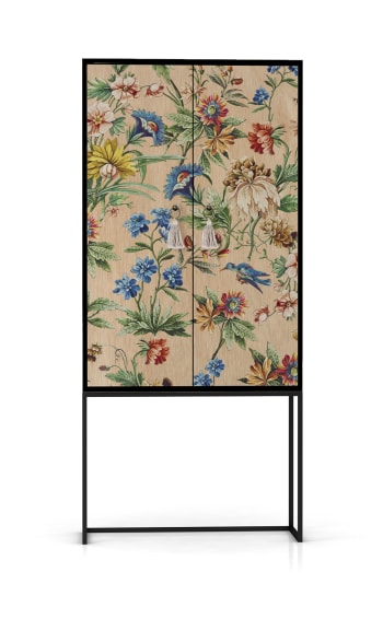 AMAZONIA - Schrank-Sideboard mit 2 Türen aus MDF mit floralem Druck
