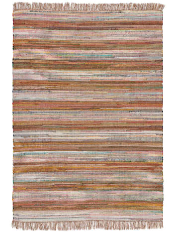 RECRAFT - Tapis recyclé de style ethnique avec franges multicolore, 150X220 cm