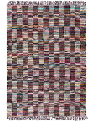 RECRAFT - Tapis recyclé de style ethnique avec franges multicolore, 60X090 cm