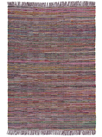 RECRAFT - Alfombra reciclada de estilo étnico con flecos multicolor, 120X160 cm