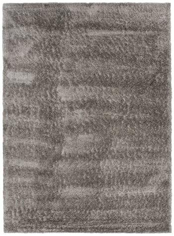 VERSAY - Tappeto salotto grigio scuro tinta unita shaggy peloso 120x170