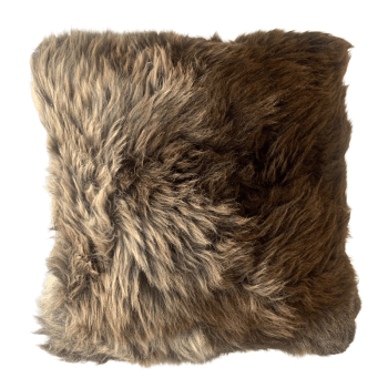 Coussin en peau de mouton marron chiné 35 x 35 cm