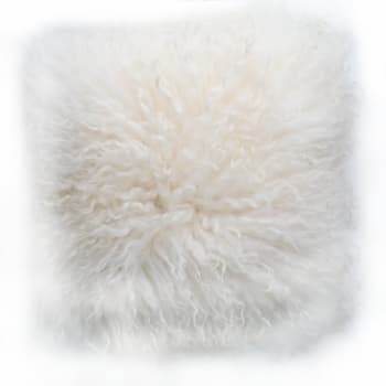 Coussin en peau de mouton islandais frisé blanc