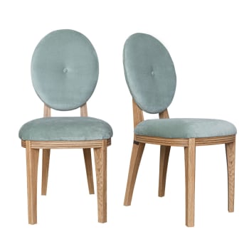CALVIN - Lot de 2 chaises en chêne et velours céladon