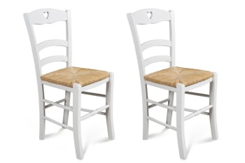 Silva - Lot de 2 chaises en hêtre coloris blanc
